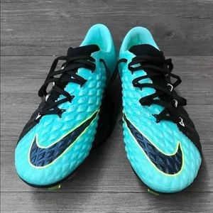 Nike Grip HyperVenom Soccer Cleats Sz US 8 Cyan